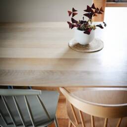 Solid Oak Dining Table Set With Bench, Scandinavian, Space Saving, Handmade in UK - thumbnail 4