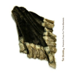 Faux Fur Throw Blanket - Ribbed Fox Border, Plush Bedspread - thumbnail 3