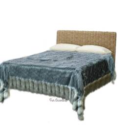 Faux Fur Throw Blanket - Ribbed Fox Border, Plush Bedspread - thumbnail 4