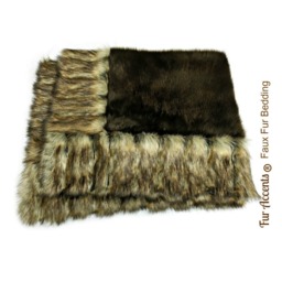 Faux Fur Throw Blanket - Ribbed Fox Border, Plush Bedspread - thumbnail 2