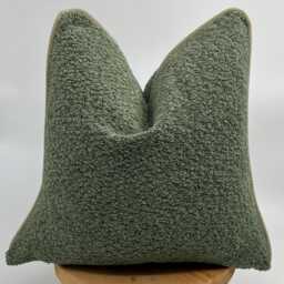 Green Luxury Boucle Pillowcase With Chenille Pipping, Green Wool Cushion Cover, Boho Pillowcase, Throw Pillows - thumbnail 4