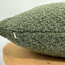Green Luxury Boucle Pillowcase With Chenille Pipping, Green Wool Cushion Cover, Boho Pillowcase, Throw Pillows - thumbnail 2