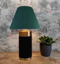 Green Empire Lampshade in Velvet - Choice Of Lining - thumbnail 1