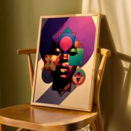 Afrocentric Geometric Woman Portrait Art Print Purple, Pink & Teal - Poster Only - thumbnail 3