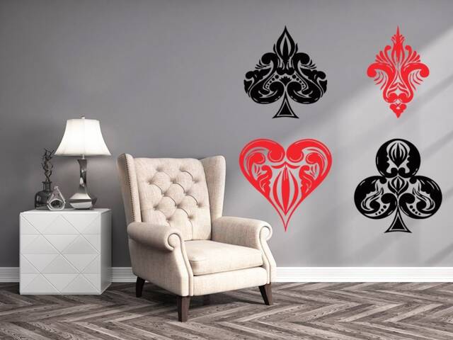 Poker Wall Decals Cards Casino Decal Colors Vinyl Stickers Home Decor Design Bedroom Na329 - image 1