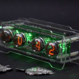 Vintage In-4 Nixie Clock Adjustable Green Backlight, Acrylic Case - thumbnail 2