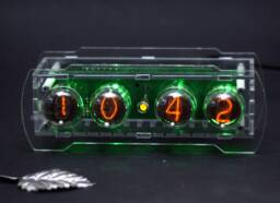 Vintage In-4 Nixie Clock Adjustable Green Backlight, Acrylic Case