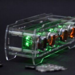 Vintage In-4 Nixie Clock Adjustable Green Backlight, Acrylic Case - thumbnail 3