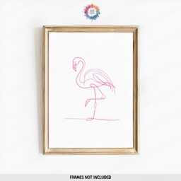 Minimalist Flamingo Print Set - 3 Line Art Designs - Flamingos Wall Beach House Decor Colourful Gifts Modern Artwork Pink - thumbnail 3