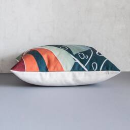 Monstera Leaf Pillow Cover Abstract Tropical Linen Cushion - 45x45cm - thumbnail 2