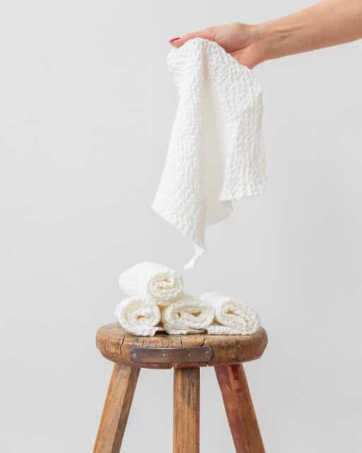 White Linen Waffle Face Cloth Set Of 5 - Soft Washcloths Reusable Zero Waste Towels For Face, Baby, Bath Minimalist Skincare Gift - image 1