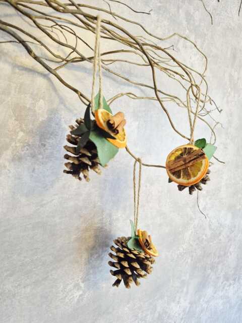 Trio Of Dried Flower Pinecone Decorations. Seasonal Decoration Made Dried Flowers & Pinecones. Gift Or Tree Decoration. Bauble Ornament - image 1