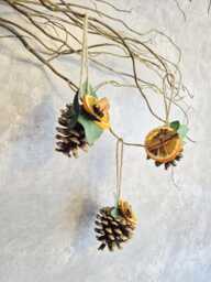 Trio Of Dried Flower Pinecone Decorations. Seasonal Decoration Made Dried Flowers & Pinecones. Gift Or Tree Decoration. Bauble Ornament - thumbnail 1
