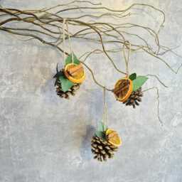 Trio Of Dried Flower Pinecone Decorations. Seasonal Decoration Made Dried Flowers & Pinecones. Gift Or Tree Decoration. Bauble Ornament - thumbnail 3