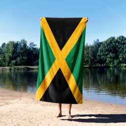 Jamaica Flag Pride Towel Jamaican National Bath Beach Gym Travel Hand Patriotic Celebration Art Gift For Home Holiday Or Sports