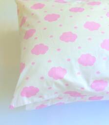"Pink Cloud Pillowcase White Cotton Twill, Queen Size - 20""x30"