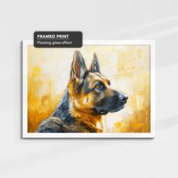 German Shepherd Gold Style Dog Oil Painting Framed Poster Print Or Canvas Wall Decor Art Bedroom Home Interior Gift For Pet Lover - thumbnail 3