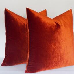 Set Of 2 Brick Red Velvet Pillow Covers Decorative Cushions - thumbnail 2
