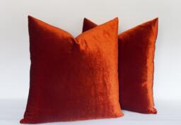 Set Of 2 Brick Red Velvet Pillow Covers Decorative Cushions