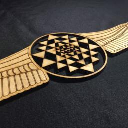 Sri Yantra With Egyptian Wings Wall Art - Sacred Geometry - thumbnail 2