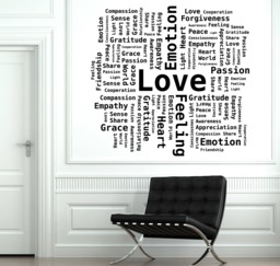 Wall Vinyl Decal Word Cloud Passion Love Empathy Gratefulness Heart Decor For Living Room - #2656Dn - thumbnail 1