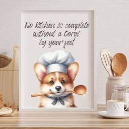 Corgi Kitchen Art Print, Unframed Modern Kitchen Art, Lover Gift, Decor Wall Art Gift , Pembroke Welsh Mom - thumbnail 3
