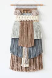 Handwoven Wool Tapestry, Textured Boho Fiber Art, Rustic Neutral Home Decor