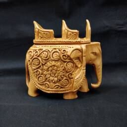 Wooden Elephant With Chair, Ride, Handcrafted Elephant, Carvings, Safari, Animal Decor Sculptures