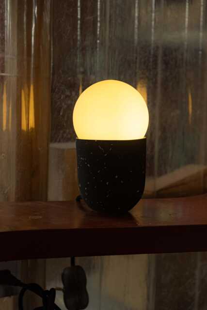 Small Terrazzo Table Lamp With Opal Glass, Handmade Bedside Lamp, Minimal Living Room Decor, Mid Century & Neoclassic Housewarming Gift - image 1