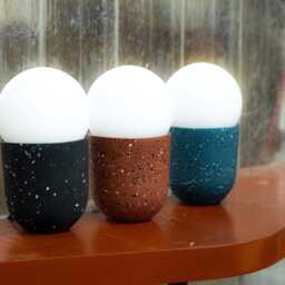 Small Terrazzo Table Lamp With Opal Glass, Handmade Bedside Lamp, Minimal Living Room Decor, Mid Century & Neoclassic Housewarming Gift - thumbnail 4