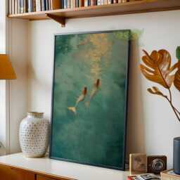 Mermaid Wall Art, Underwater Ocean Painting, Dreamy Fantasy Sea Print, Coastal Blue Water Decor, Nautical Bathroom Art - thumbnail 2