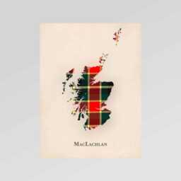 Clan Maclachlan Old Scottish Tartan Map - Of Scotland Family Wall Decor, Ready To Hang - thumbnail 2