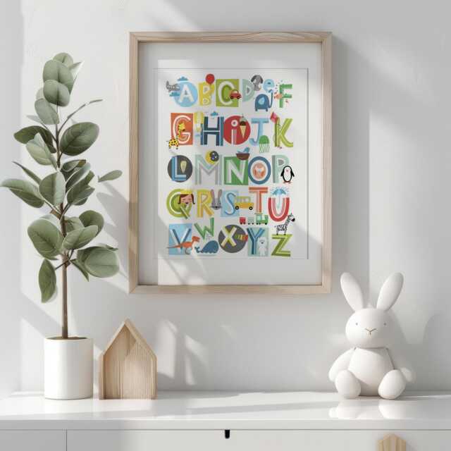 Bright Abc Wall Art Alphabet Nursery Poster Kids Playroom Decor Educational Print Toddler Learning Chart - image 1