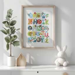 Bright Abc Wall Art Alphabet Nursery Poster Kids Playroom Decor Educational Print Toddler Learning Chart - thumbnail 1