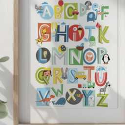 Bright Abc Wall Art Alphabet Nursery Poster Kids Playroom Decor Educational Print Toddler Learning Chart - thumbnail 2