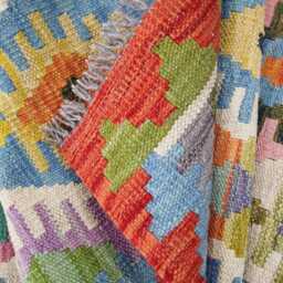 Multicolour Runner Rug, Handmade Artisan Afghan Turkish, Scandinavian, Navajo, Bohemian, Flatweave, Natural Wool Kilim Rug 303x86 cm - thumbnail 4