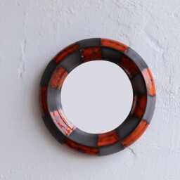 Handmade Ceramic Wall Mirror, Sculptural Round Small Modern Unique Home Decor, Boho Clay Mirror