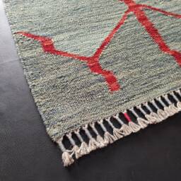 Runner Rug Abstract, Handmade Artisan Afghan Turkish Aztec Natural Sheep Wool Flatweave Kilim 201x62 cm - thumbnail 2