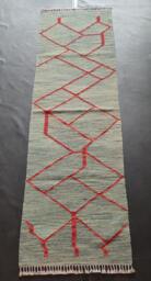 Runner Rug Abstract, Handmade Artisan Afghan Turkish Aztec Natural Sheep Wool Flatweave Kilim 201x62 cm - thumbnail 1