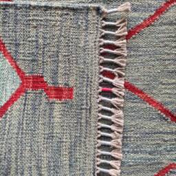 Runner Rug Abstract, Handmade Artisan Afghan Turkish Aztec Natural Sheep Wool Flatweave Kilim 201x62 cm - thumbnail 3