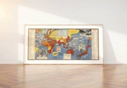 Wwii Pictorial Map Print Antique Military World War - thumbnail 1