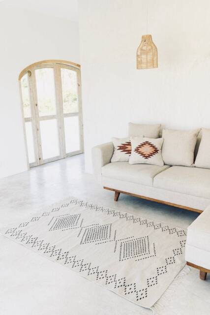Handwoven Mexican Rug, Woven Accent Area Living Room Oaxaca Wool Bedroom Custom Rug - image 1