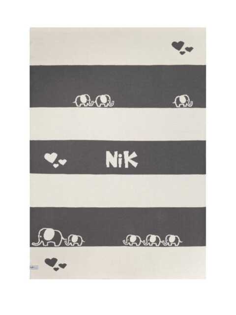 Organic Cotton Knit Baby Blanket Gender Neutral Elephant Design - image 1