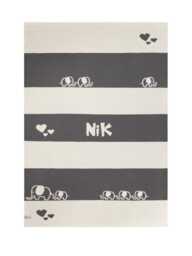 Organic Cotton Knit Baby Blanket Gender Neutral Elephant Design - thumbnail 1