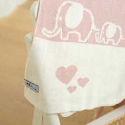 Organic Cotton Knit Baby Blanket Gender Neutral Elephant Design - thumbnail 3