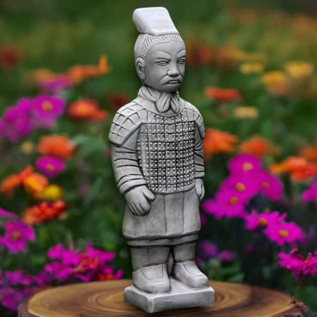 Concrete Warrior Statue Stone Chinese Soldier Sculpture Outdoor Asian Ornament Cement Figurine Oriental Garden Decoration - image 1