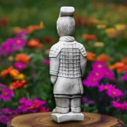 Concrete Warrior Statue Stone Chinese Soldier Sculpture Outdoor Asian Ornament Cement Figurine Oriental Garden Decoration - thumbnail 4