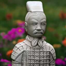 Concrete Warrior Statue Stone Chinese Soldier Sculpture Outdoor Asian Ornament Cement Figurine Oriental Garden Decoration - thumbnail 2
