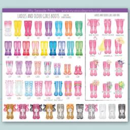 Welly Boot Personalised Family Print. Christmas Or Birthday Gift For Mum Grandma. Wellington Boots Housewarming Gift. New Home Present - thumbnail 3