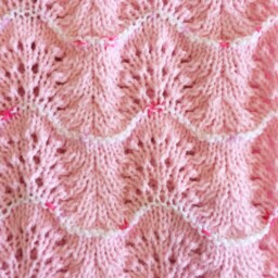 New Handmade Pink Knit Crochet Baby Afghan Blanket Throw Newborn Infant Wave Trim - thumbnail 4